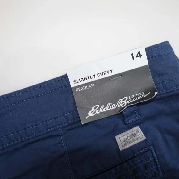Eddie Bauer Women's Aspire Chino Shorts Size 14 NWT Dust Indigo Blue Flat Front - Picture 5 of 5